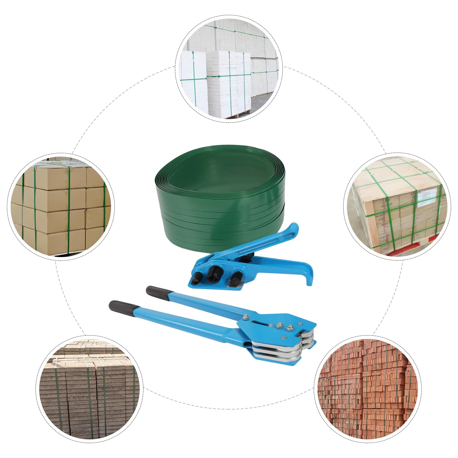 Set di reggette manuale 1000 N, per imballaggi in plastica PP, per pacchetti di stoccaggio, garage e fusibile di carico, blu