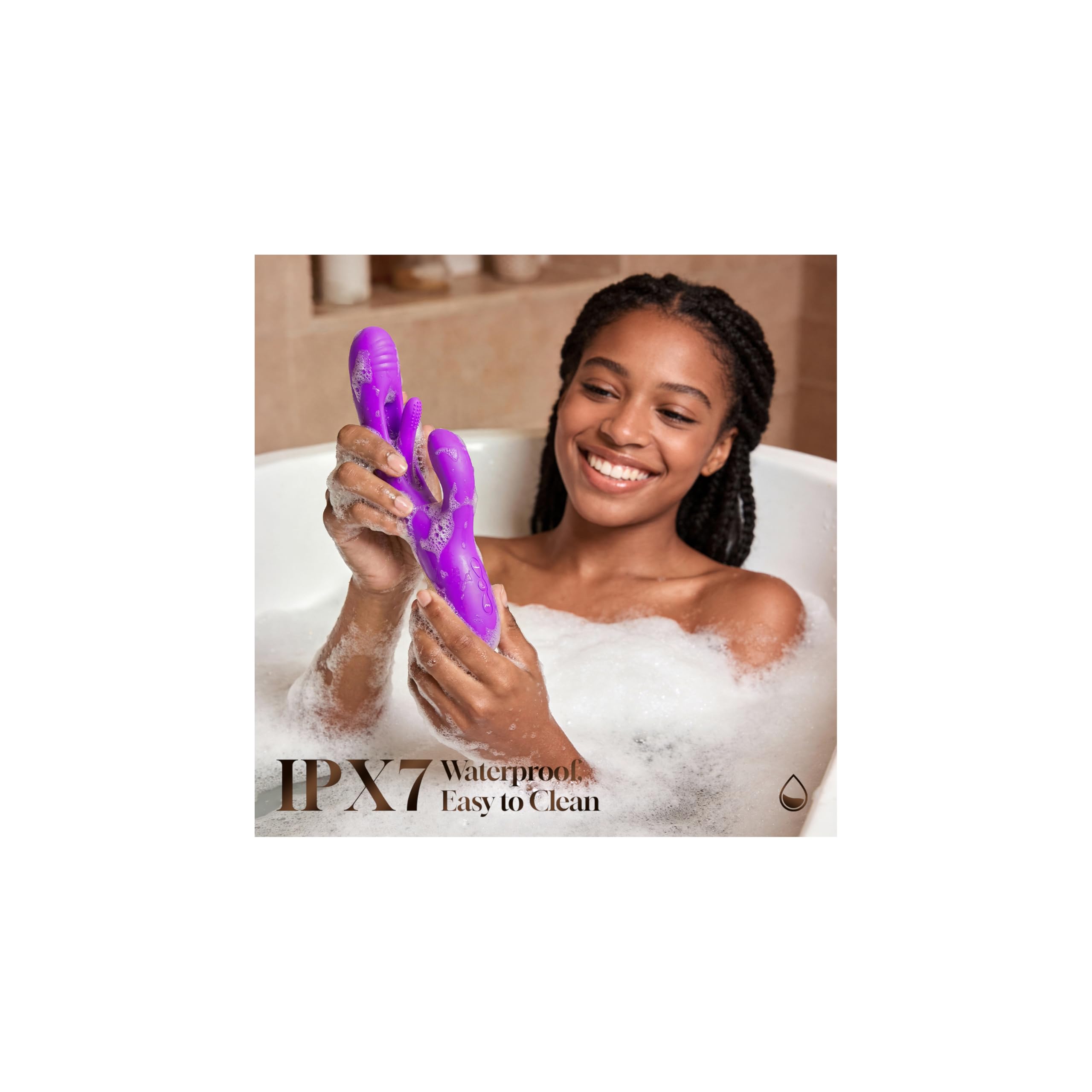 Vibrator Dildo Rabbit Sex Toys -LOVENOTE G Spot Vibrator Massager for Women Clitoral Nipple Stimulation, 3 in 1 Sex Toys with 14 Vibration & 7 Tongue Licking Flapping, Adult Product Aurieel (): Purple