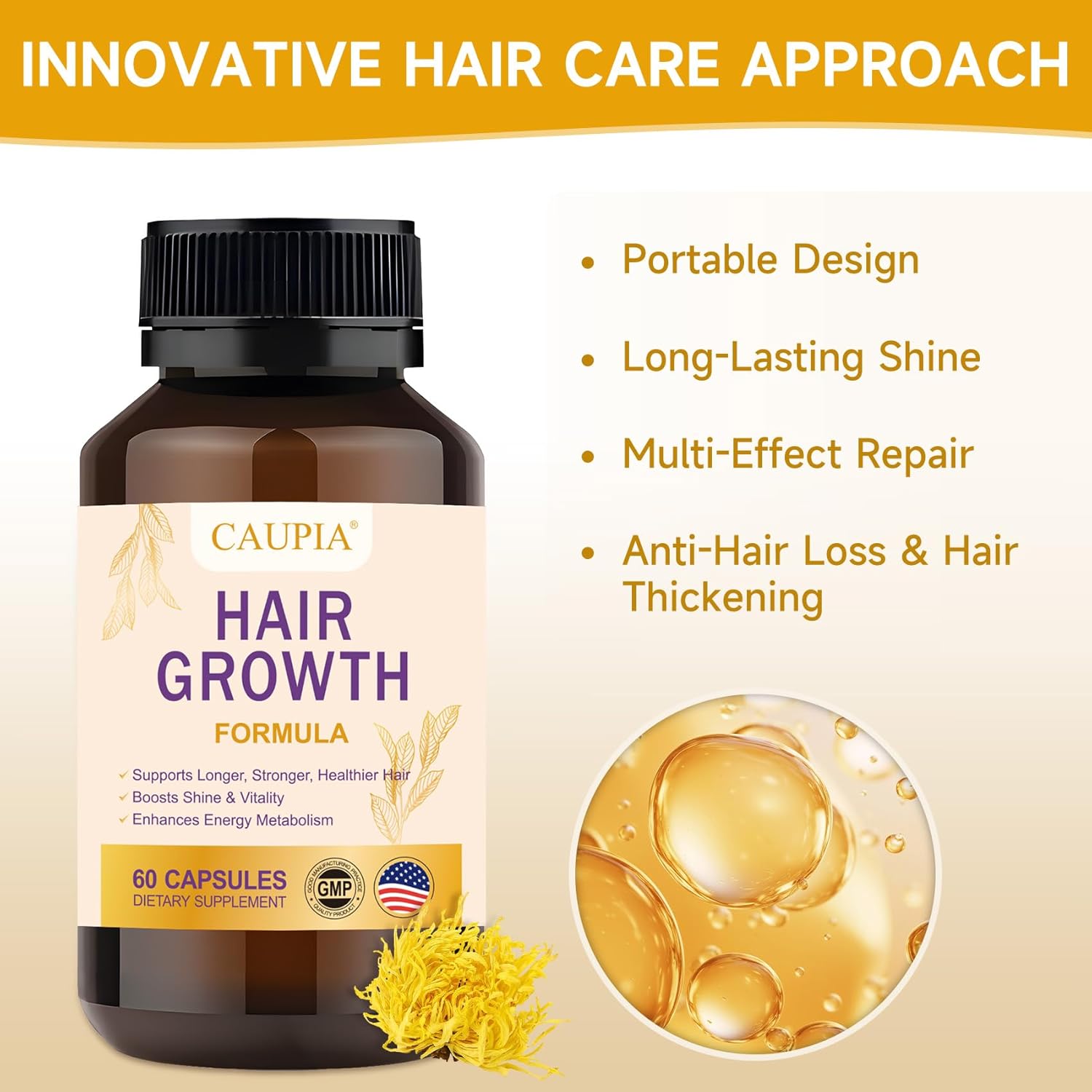 Hair Energy Supplement Capsules for Hair Growth - Hair & Scalp Support Supplement - 60 Capsule