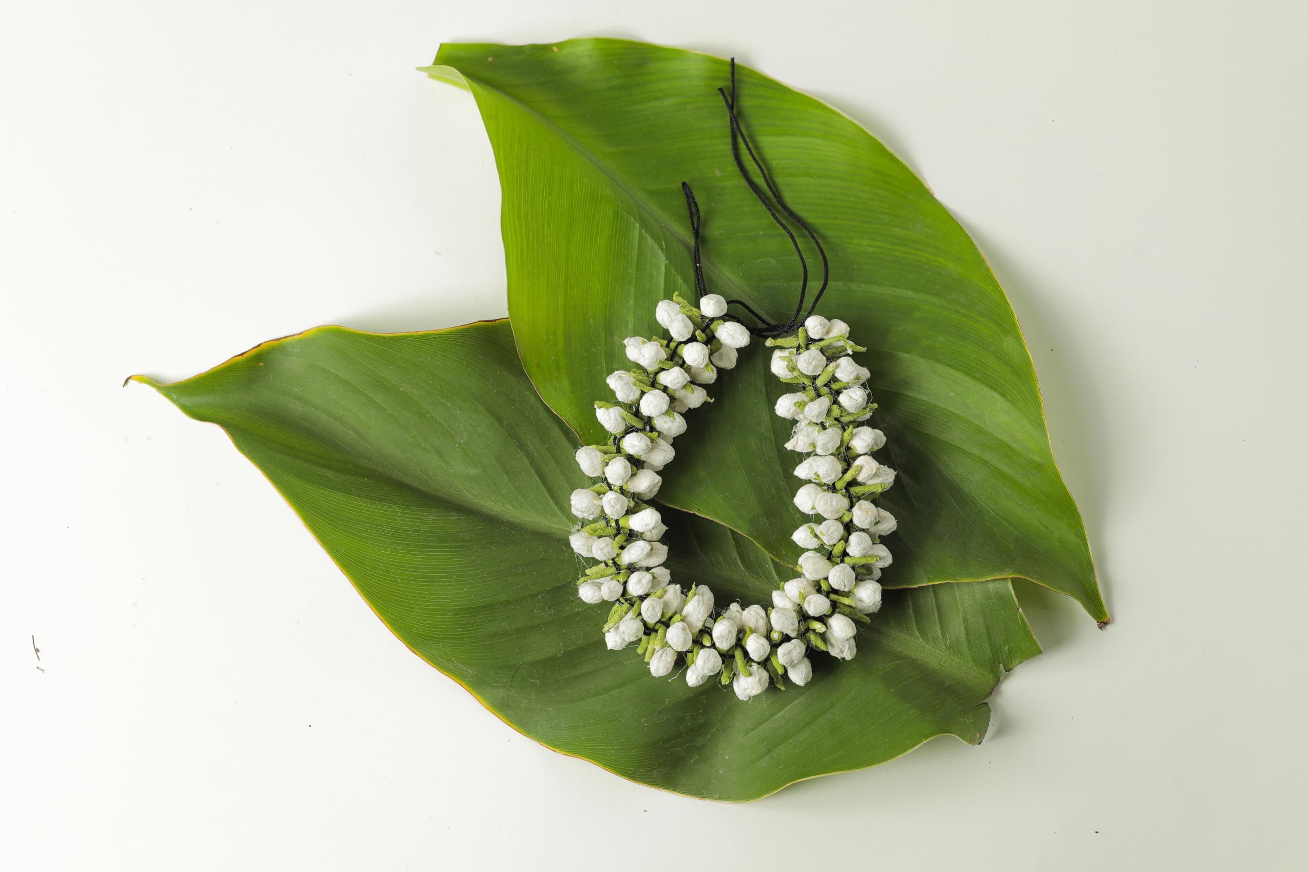Traditional Indian Hair Accessories Gajra Artificial Flower Jewelry Handmade Women Party Wear Bridal, Mehndi Hair Bun - White & Green