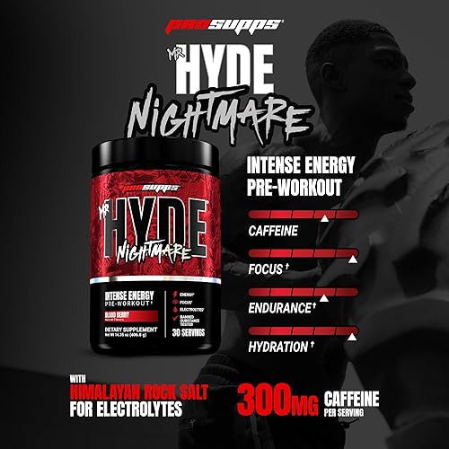 Miniatura 2 de ProSupps Hyde Nightmare - Bebida energética en polvo preentrenamiento (30 porciones, Blood Berry)