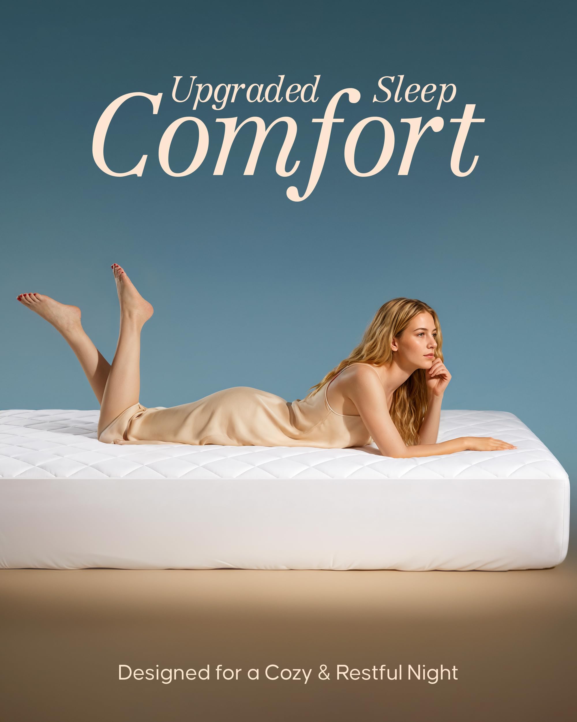 Utopia Bedding Gesteppte Matratzenauflage, Wohnmobil-King-Size-Größe, elastische Matratzenauflage, gepolstert für Wohnmobil und Wohnmobil, dehnbar bis 40,6 cm tief, maschinenwaschbar (weiß) | Weicher, atmungsaktiver Matratzenbezug, geräuschlos, tiefe Tasc