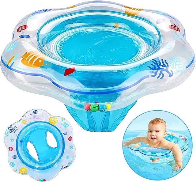 Baby Swimming Float, Inflatable Baby Swimming Ring with Safety Seat, Baby Bath Toddler Swim Pool Bathing Accessories for Toddlers 6-36 Months and Swim Trainging