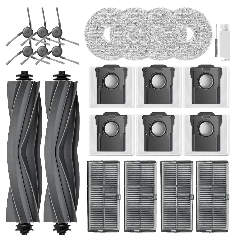 L40 Ultra Accessories for Dreame L40 Ultra Gen 2/ X40 Ultra/MOVA P10 Pro Ultra (Gen 2)/P50 Pro Ultra Robot Vacuum, 2 Main Brush, 4 Mop Cloth Pads, 6 Side Brushes, 4 HEPA Filters,6 Dust Bag
