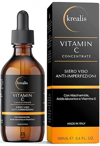 Krealis •100ml• Vitamine C Serum Visage avec Acide Hyaluronique, Niacinamide,