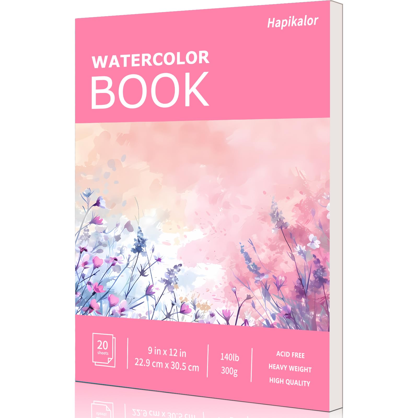 Hapikalor Watercolor Paper Pad, 9"x12" Water Color Paper, 140lb/300gsm Pink