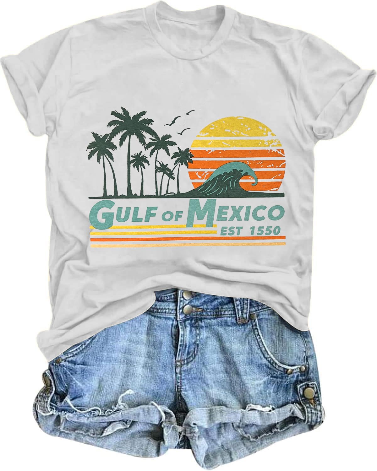 Gulf of Mexico T Shirt for Women Stay Salty and Resistance Shirts Summer Graphic Tee Tops