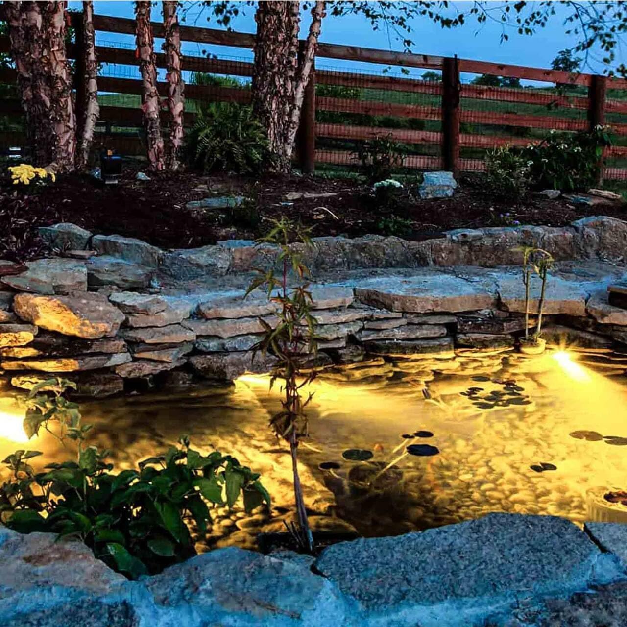 Pond Lights, Submersible LED Fountain Light, Warm White Yard Spot Lights Waterproof Outdoor Spotlights for Yard Landscape Water Pond Fountain Waterfall, 6 Lights