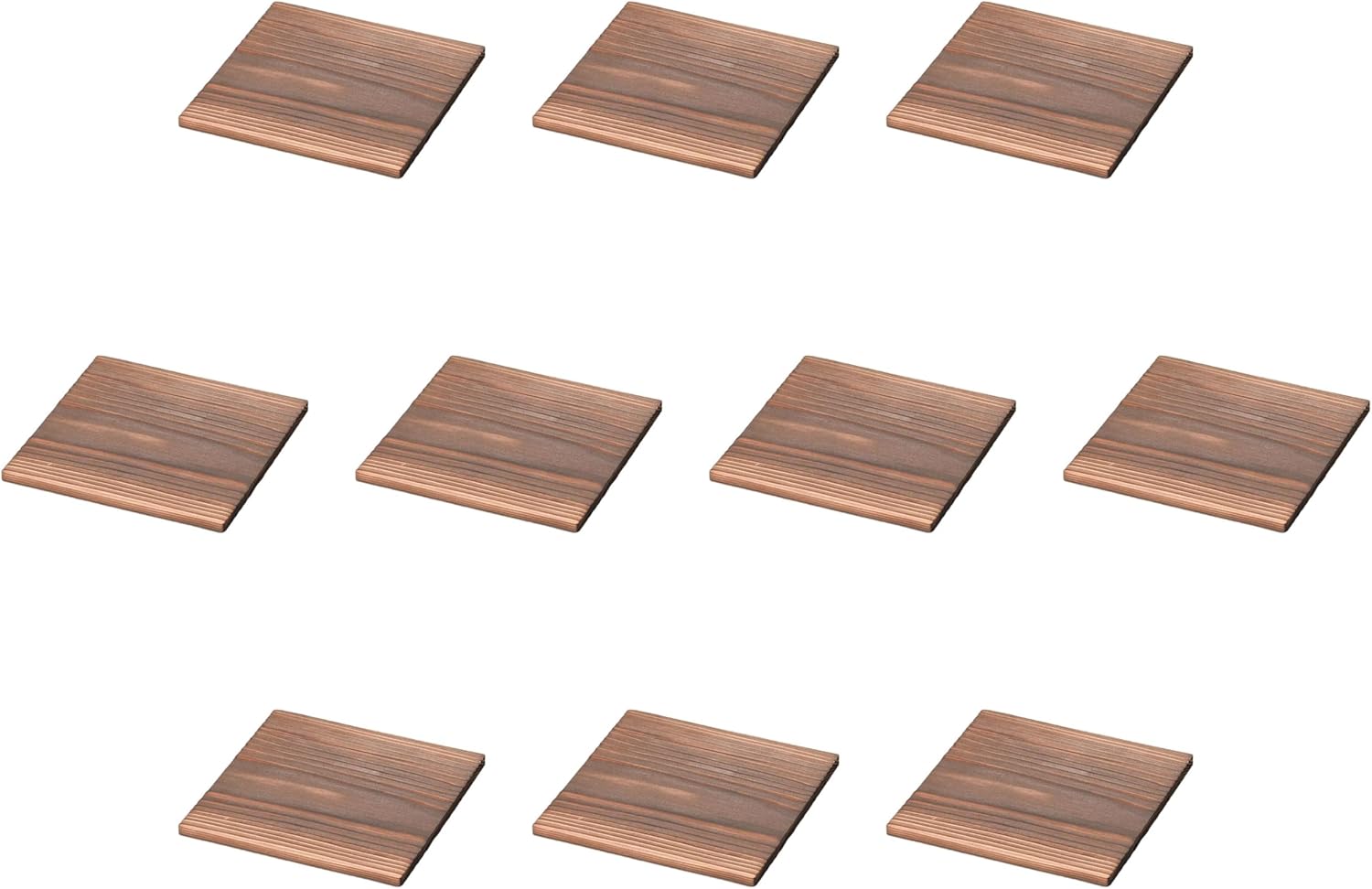 Set of 10, 5.9 inches (15 cm) Square Grilled Cedar Board [5.9 x 5.9 x 0.3 inches (15 x 15 x 0.8 cm) | Bedstands, Setomonohonpo