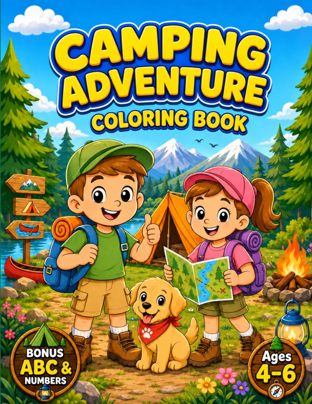 Camping Adventure Coloring Book for Kids Ages 4–6: Fun Camping Trips, Tents, Campfires, Hiking, Nature Exploration, Outdoor Adventures & Bonus ABC ... (Smash Kids Coloring & Learning Series)