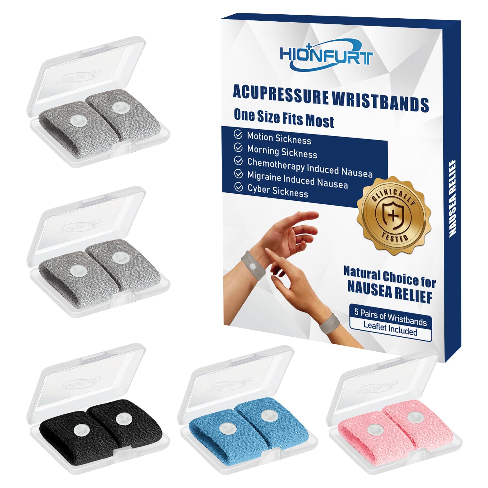 Hionfurt Motion Sickness Bands Anti Nausea Wristbands for Adult and Kids