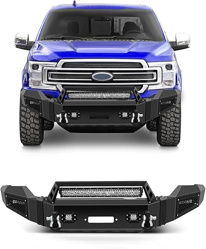 SCITOO Parachoques delantero texturizado negro para Ford F250 F350 F450 F550 Super Duty Rock Crawler parachoques con placa de cabrestante con anillo