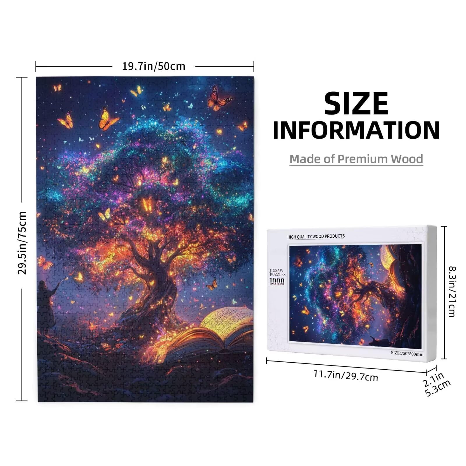 Papillon Puzzle Arbre 3000 Pièces Adultes, DIY Puzzles Classiques Art avec Boîte d'emballage et Photos de Référence, Relaxation/Soulagement du Stress/Jeux Amusants, Creatif Cadeau pour Femme M-1506