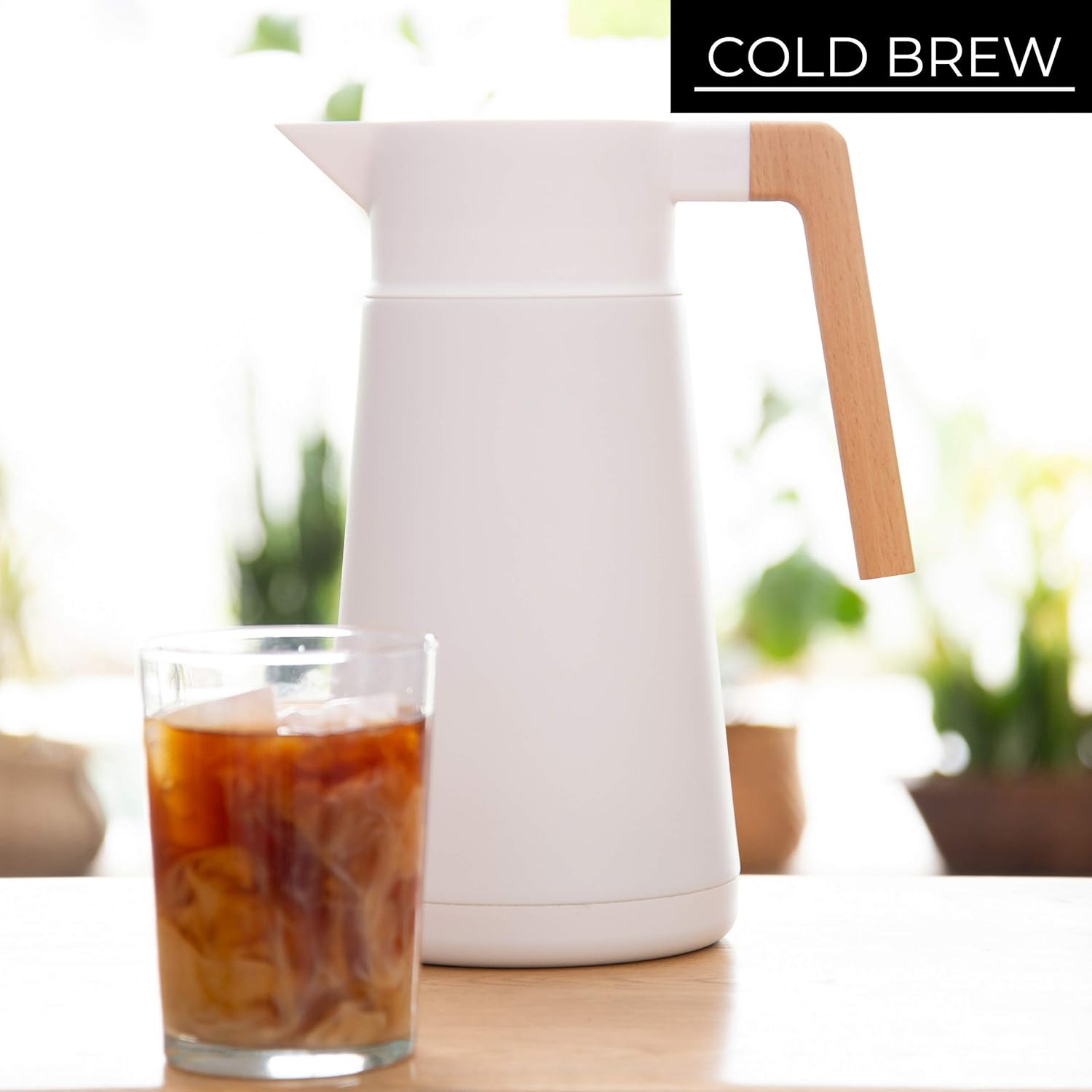 Hastings Collective Thermal Coffee Carafe 68 Oz - Large Stainless Steel Insulated Carafe - 2 Liter Double Walled Vacuum Thermos Coffee and Beverage Dispenser with Tea Infuser and Strainer (White) - Image 4