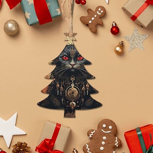 Miniatura 3 de Ouija de gato negro oculto, misterioso, adornos dorados para árbol de Navidad, decoración del hogar, 6 unidades