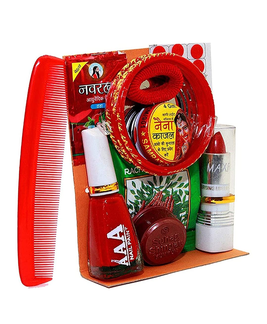 DOLLIT Plastic Mata/Goddess Ka Shringaar Small Puja Kit Box with Essentials (Multicolour)- Set of 11