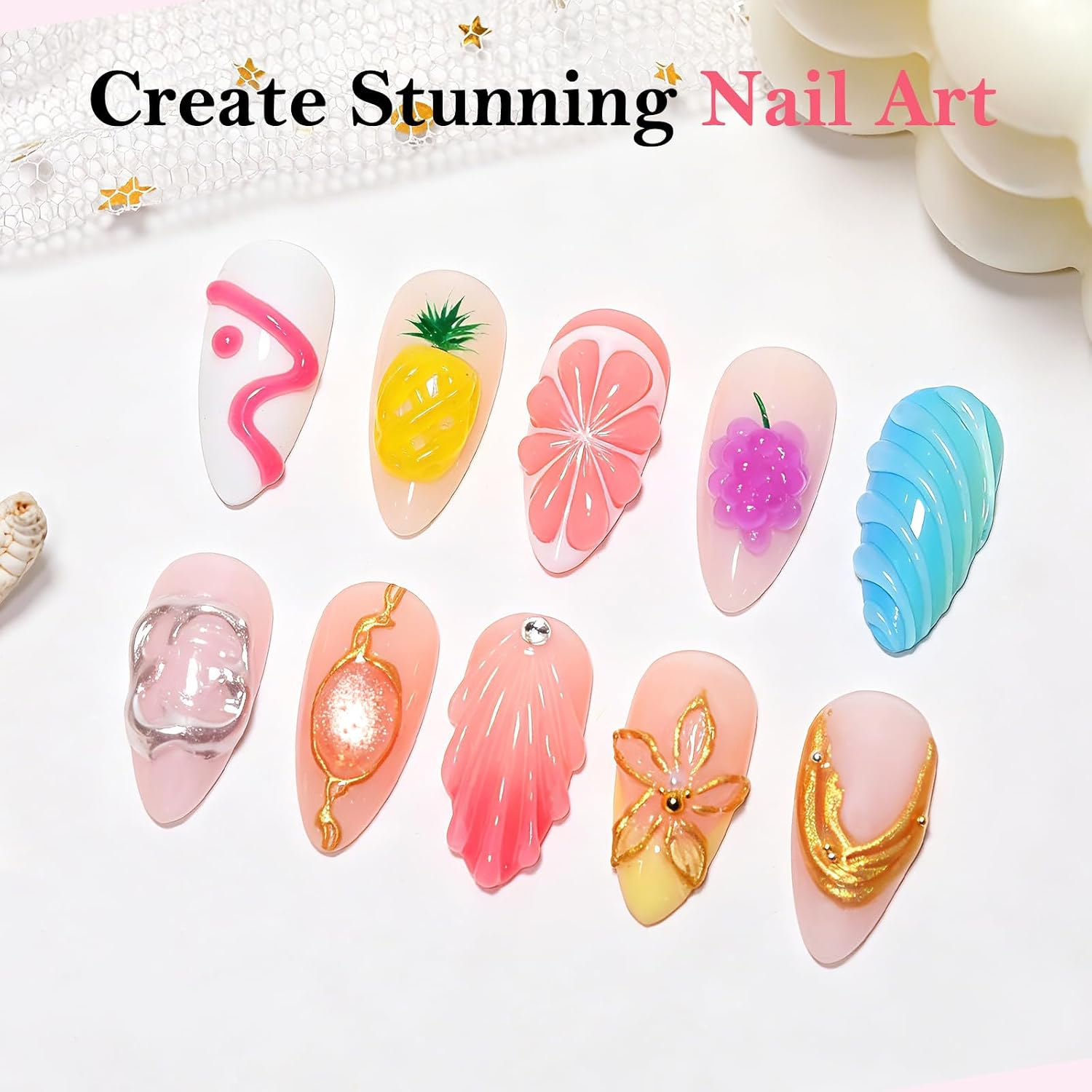PEACECOLOR 3D Gel Nail Art, 8Pcs 10ml Sculpting Gel Glue for Molding