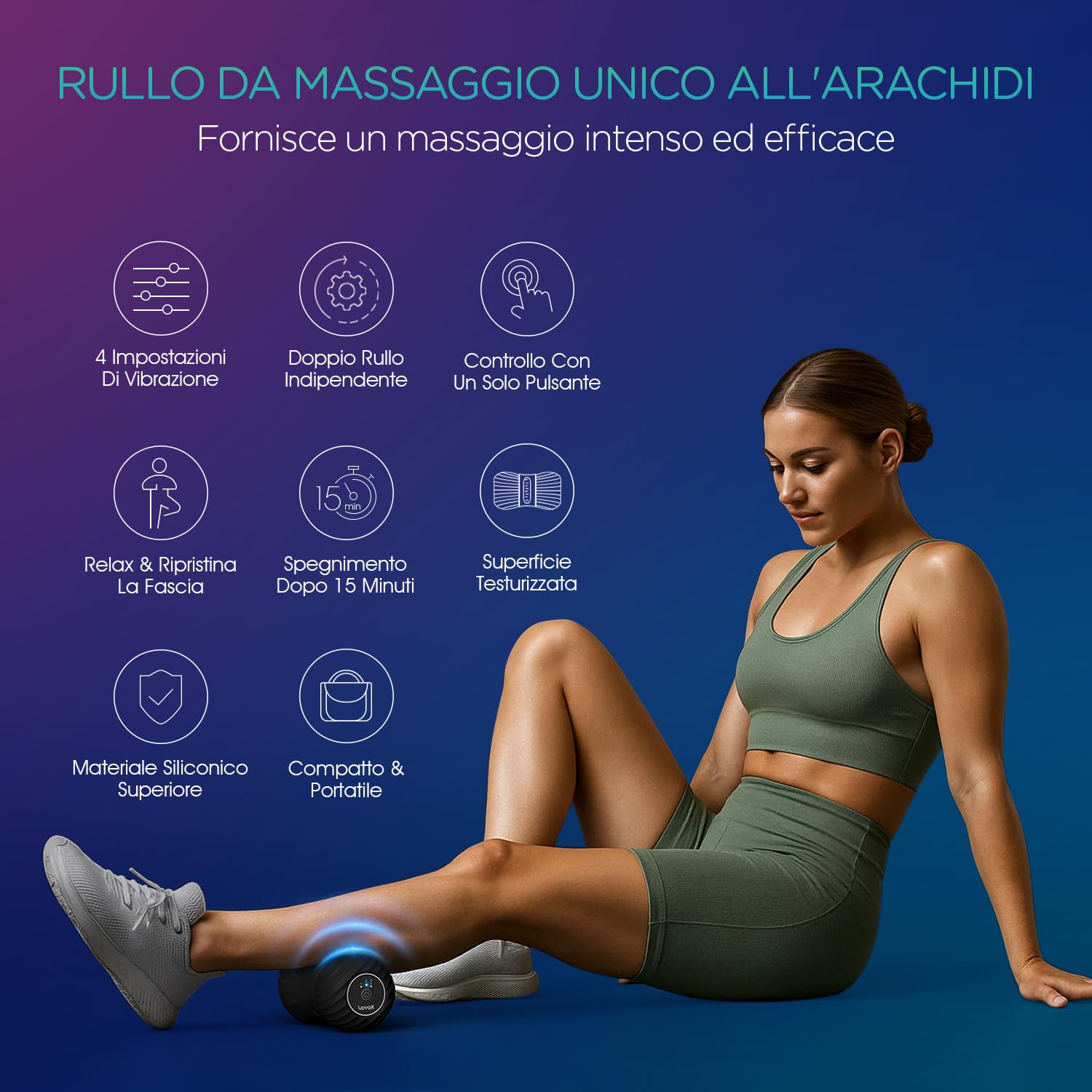 Palla Massaggio Arachidi Vibrante, Massaggio Pilates con Doppia Palla per Sollievo Muscolare Dolorante, Elettrico Massaggio Del Punto di Innesco, Casa, Yoga, Fitness MB300, Nero