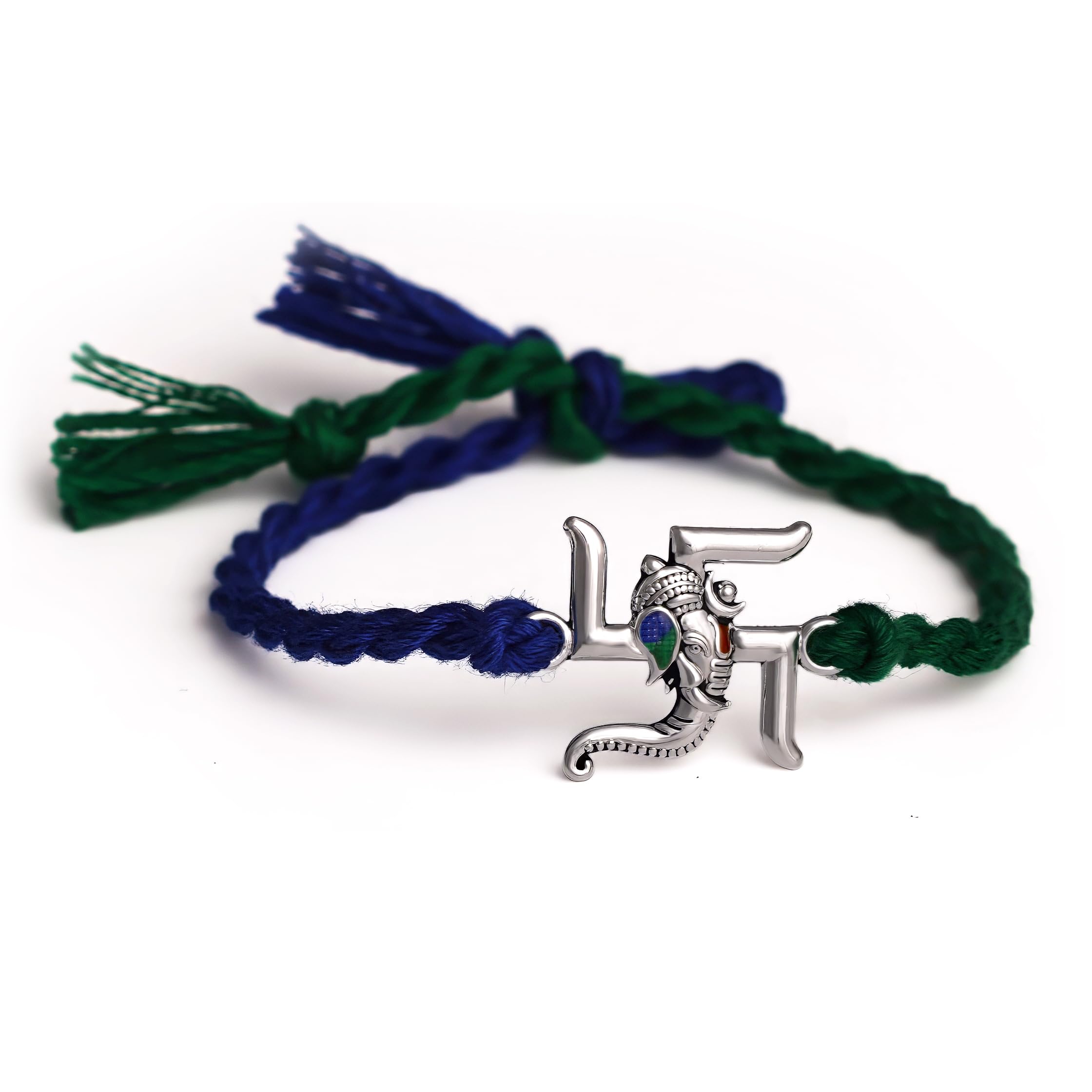 Ganesha Swastik Rakhi 99.5% Fine Silver rakhi for brother-image-10