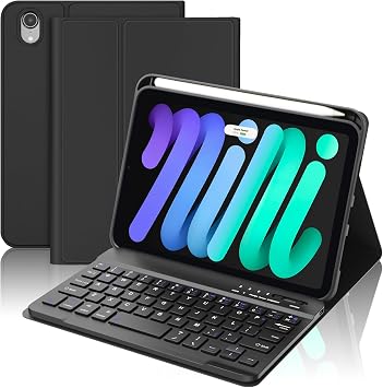 SENGBIRCH Keyboard Case for iPad mini 7th/6th Gen 2024/2021 8.3-inch - Bluetooth Detachable Keyboard with Rechargeable Pen Slot, Cute Cover with Detachable Keyboard for iPad mini 7/6, Black 0813