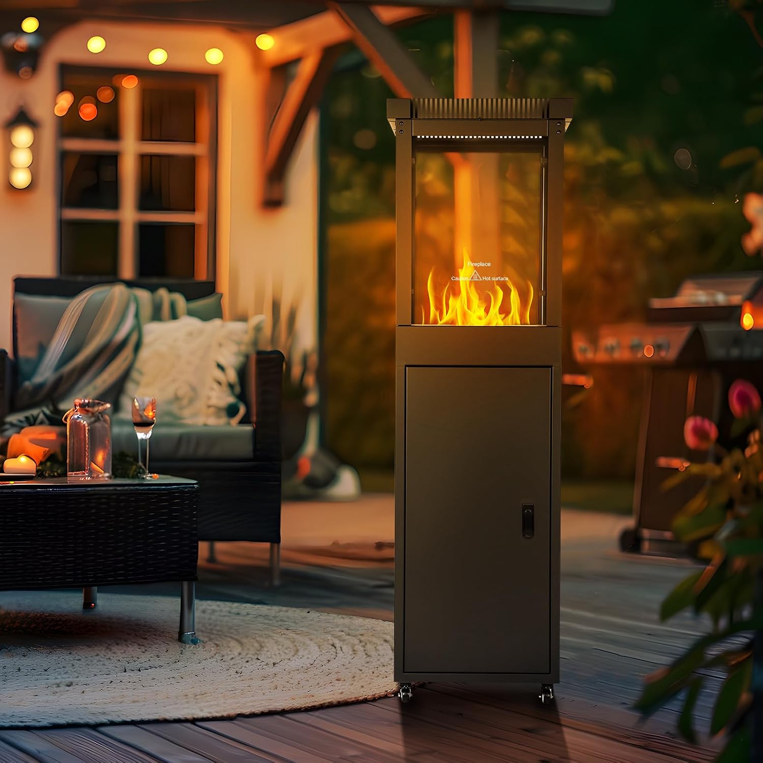 TEHAUX Patio Heater - 41000btu Outdoor Propane Heater,standing Heating Burner with Lockable Wheels for Patio Garden Deck Porch Gatherings,csa Certificated,59. 4 * 16. 5 * 16. 5inch - Black