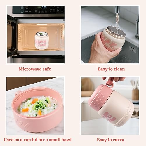 Miniatura 5 de Lonchera Bento de 20 onzas con cuchara, termo de acero inoxidable a prueba de fugas, contenedor de sopa aislado para adultos para viajes al aire