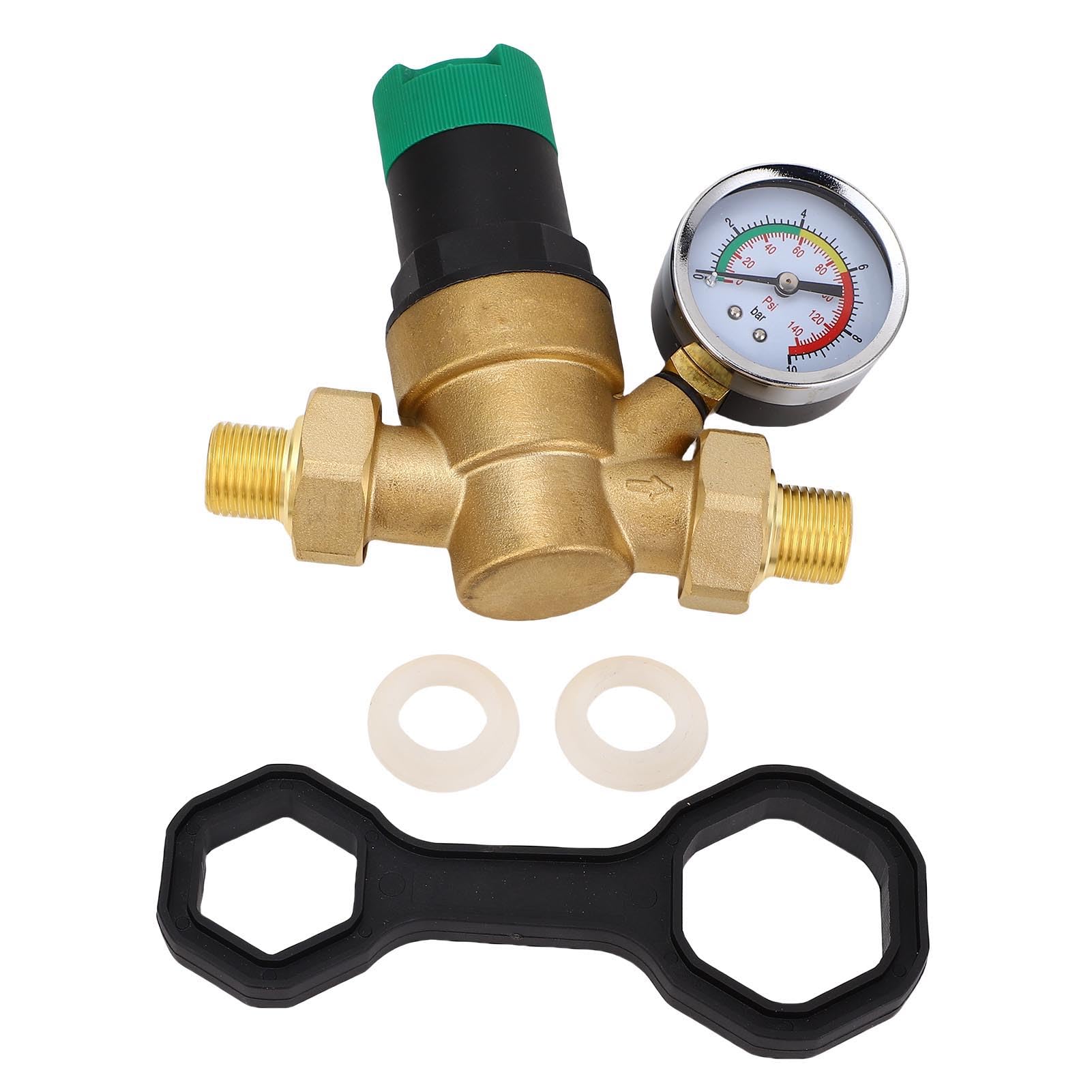 Jectse Regolatore di Pressione Dell'acqua Regolabile Riduttore di Pressione Dell'acqua Efficiente per Scaldabagni a Gas Senza Serbatoio Ottone (1/2 pollice (DN15))