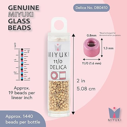 Miniatura 3 de Miyuki Delica - Cuentas de semillas – Tamaño 11/0 (0.063 in), DB0410, teñido en oro amarillo galvanizado, 0.25 oz, aprox. 1440 cuentas, fabricado en