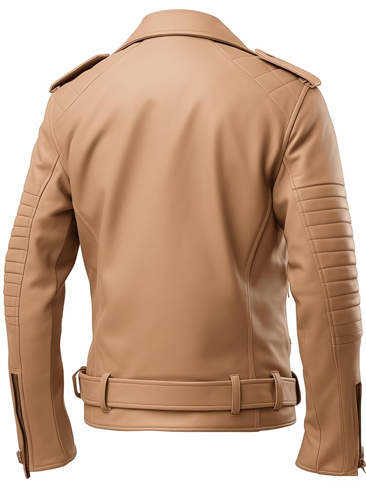 DURVANE Mens Slim Fit Vintage Cafe Racer Belt Zip-Up