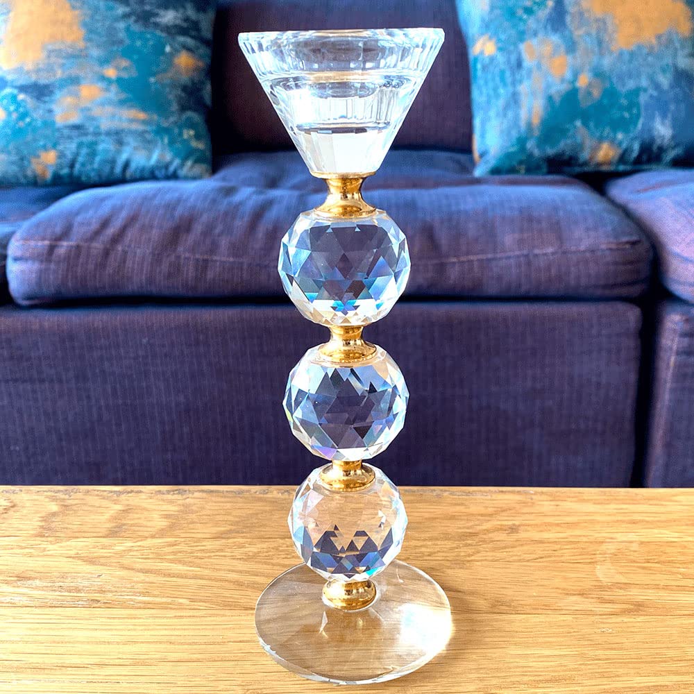 Hxscoo Coffee Crystal Candle Holder Glass Candlestick Figurines For Dining Table Wedding Christmas Halloween Home Decor