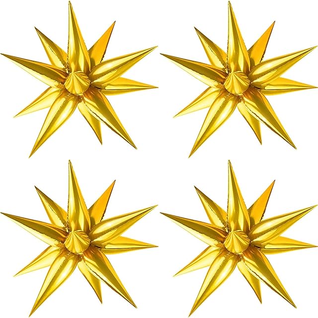 Explosion Star Foil Balloons 50PCS 12 Point Gold Starburst Cone Mylar Balloons for Party Supplies Baby Shower Birthday Wedding Baby Shower Photo Booth