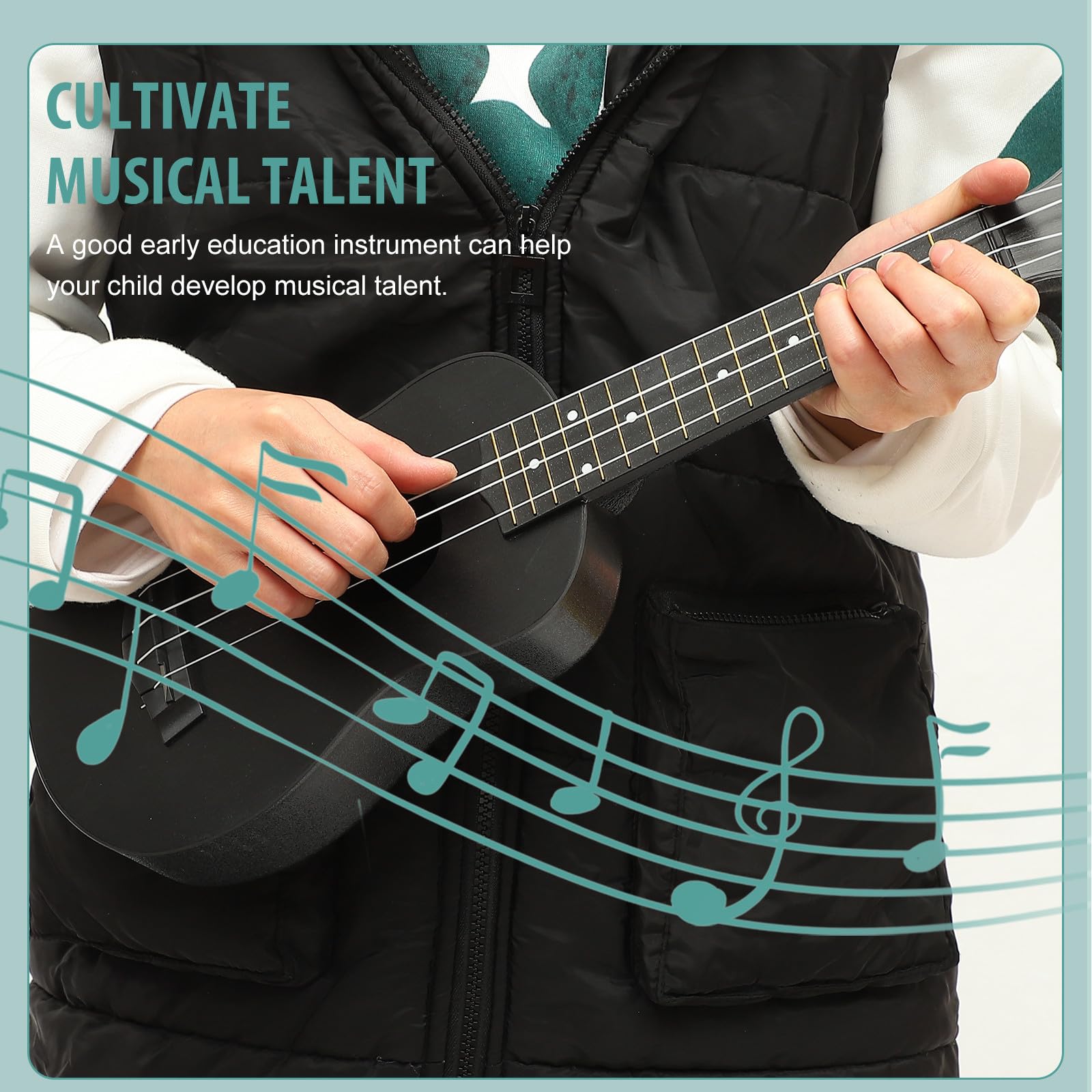 Ukelele para Principiantes Niños Guitarra Acústica de Madera Soprano 21 Pulgadas Instrumento Musical Fácil de Tocar y Resistente Desarrollo Infantil Color Aleatorio