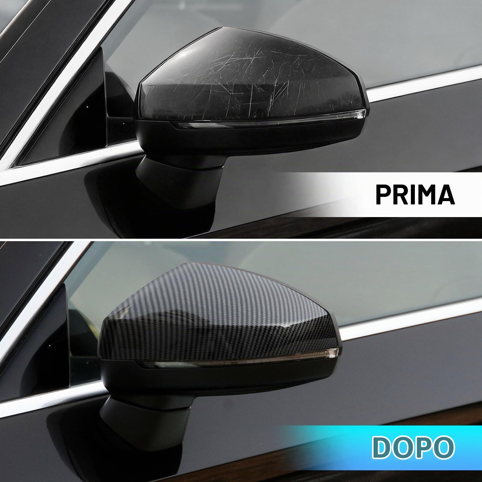 TTCR-II 2PCS Compatibile con Copri Specchietti Audi A3/8V/S3/RS3 2013-2019 | Sinistra+Destra Copertura Specchietti Retrovisore A3/8V/S3/RS3 2013 2014 2015 2016 2017 2018 2019 Tappi Specchietti-Carbonio