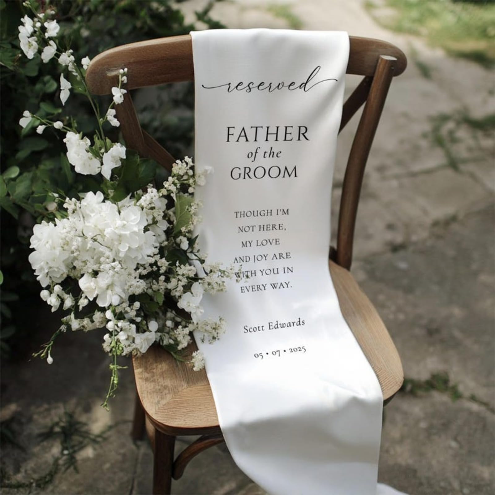 Reserved Memorial Chair Sign for Wedding - Personalized Fabric Banner in Memory of Loved Ones (30x100cm "x40")