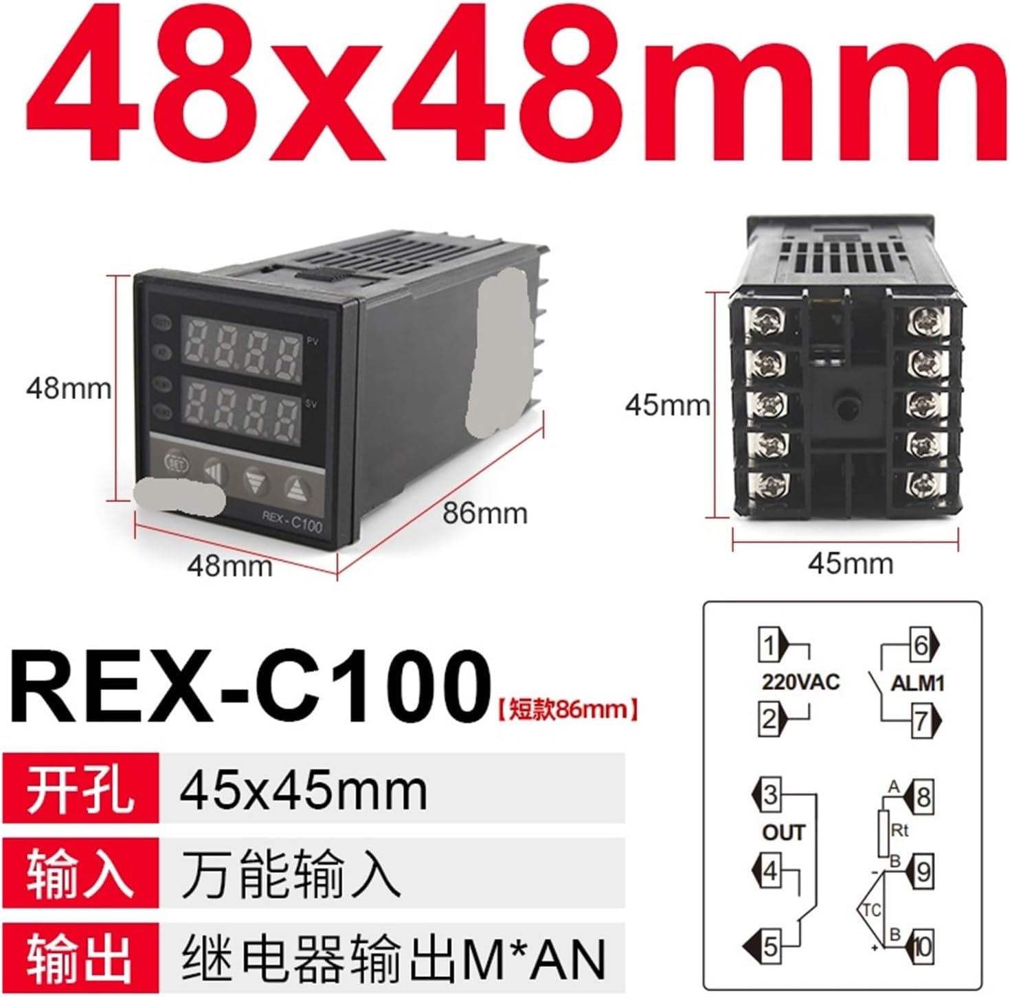 Rex-C100 48*48 Pid Temperature Controller Rex-C400 48*96mm Digital Thermostat Rex-C700 72*72 Rex-C900 Industrial Temp Regulator