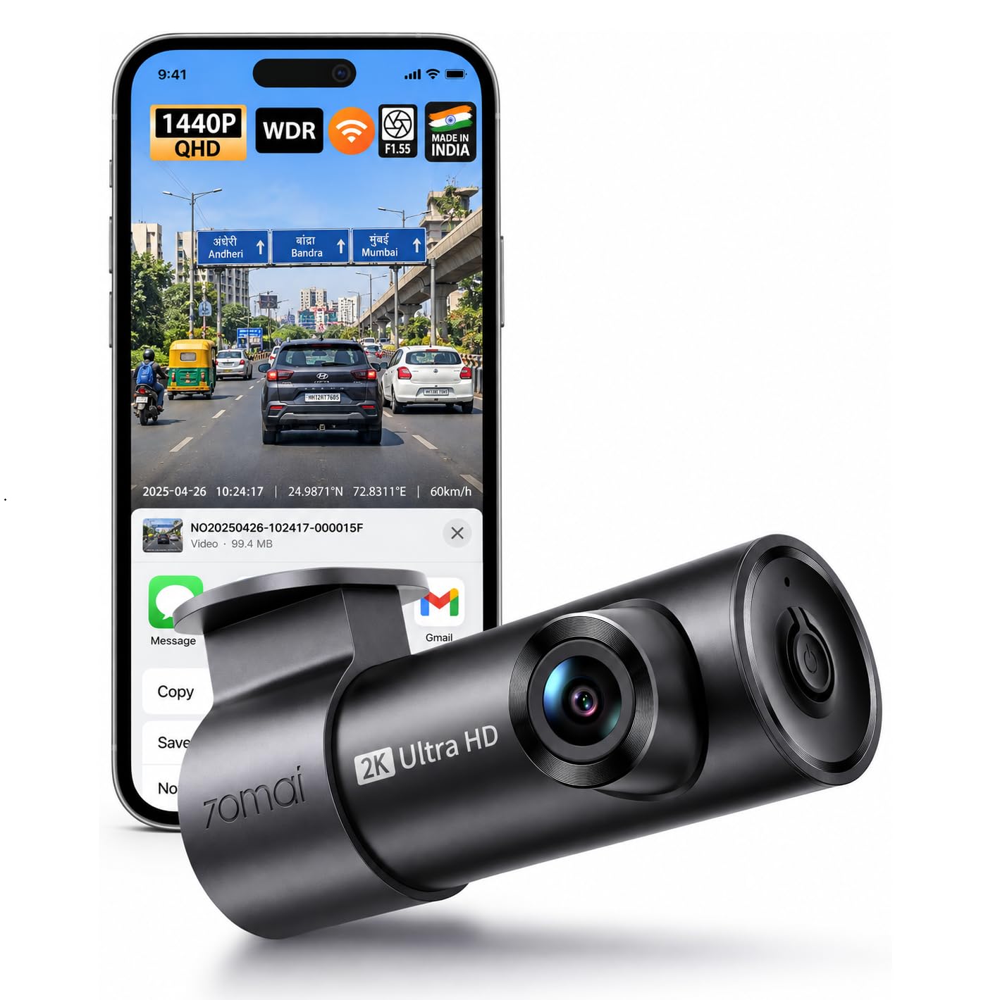 70mai M310 DashCam, 2K Resolution, Type-C Interface, Voice Control, MaiColor Vivid+ Solution, Night Owl Vision, WiFi & App, Optional Parking Mode, Upto 256GB Supported — Amazon image 8