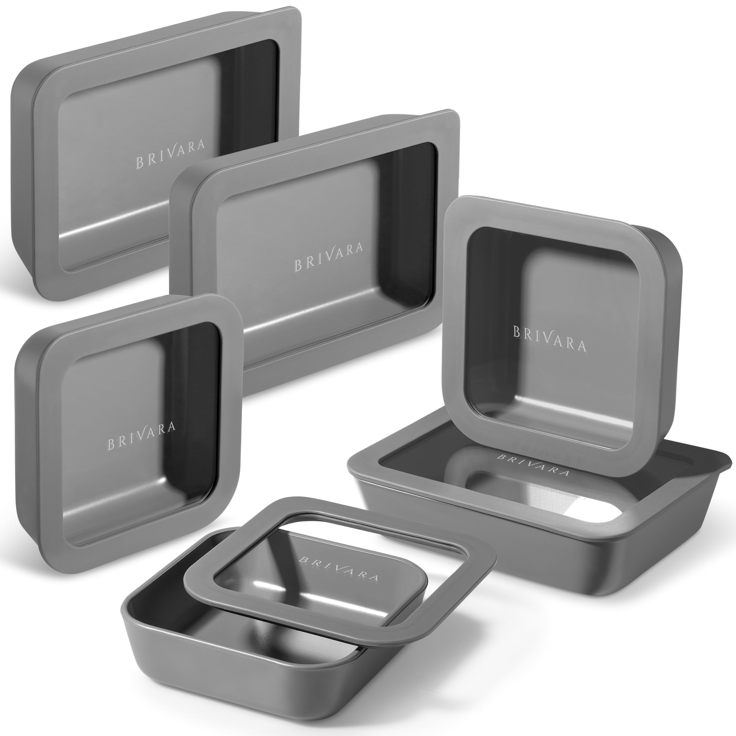 6 Small Glass Meal Prep Containers &amp; Lids, 12 Pieces, Smoke