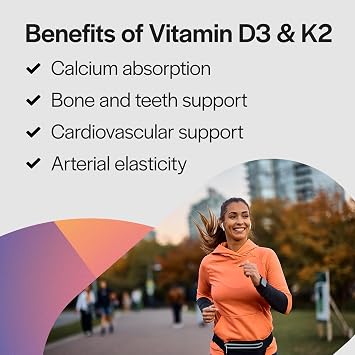 PureFormulas Vitamin D3 K2 Supplement, 5000 Iu Vitamin D3 and 90 mcg Vitamin K2, Supports Bone Strength, Calcium Balance, Heart Health, Gluten-Free & Non-GMO, 60 Capsules for Optimal Wellness