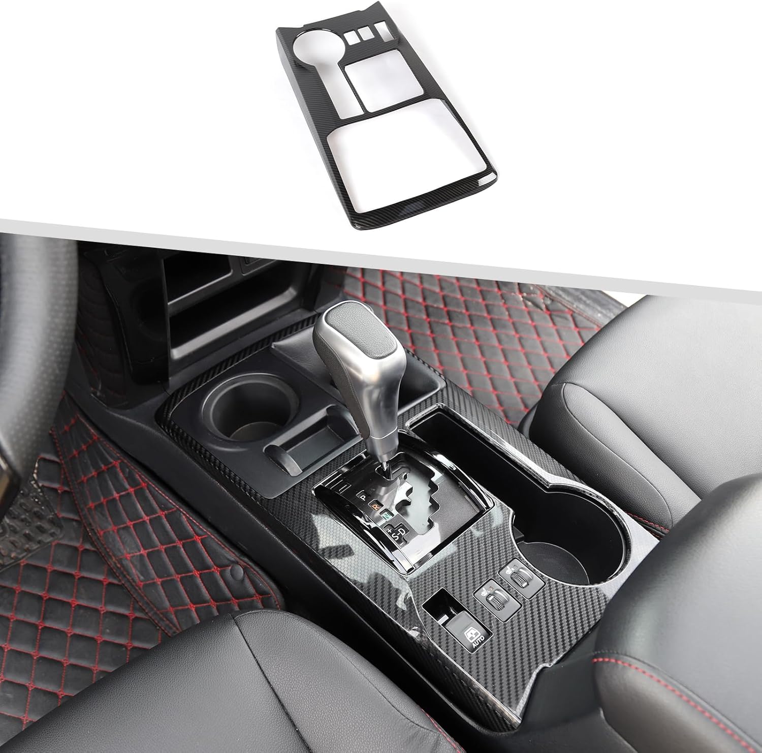 Jimen Compatible with Toyota 4Runner 2010-2023, Gear Shift Panel Cover Interior Trim Accessories (Carbon Fiber)