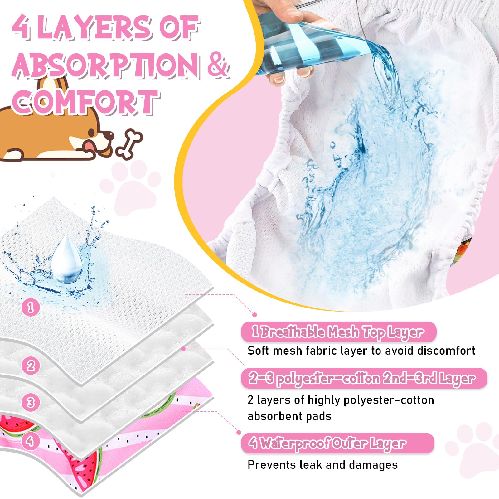 3 Pack Dog Nappies Female - Image 3
