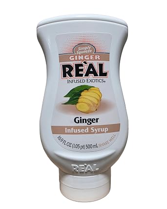 Ginger Real, Ginger Infused Syrup, 16.9 FL OZ Squeezable Bottle Pack of 1