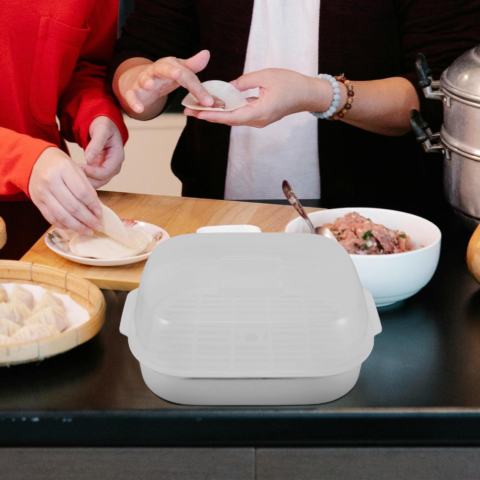 Vaschetta Vapore per Microonde con Coperchio Cucina Salutare e Pratica per Verdure Pesce e Cibo Trasparente Realizzata in Plastica Alimentare Resistente al Calore