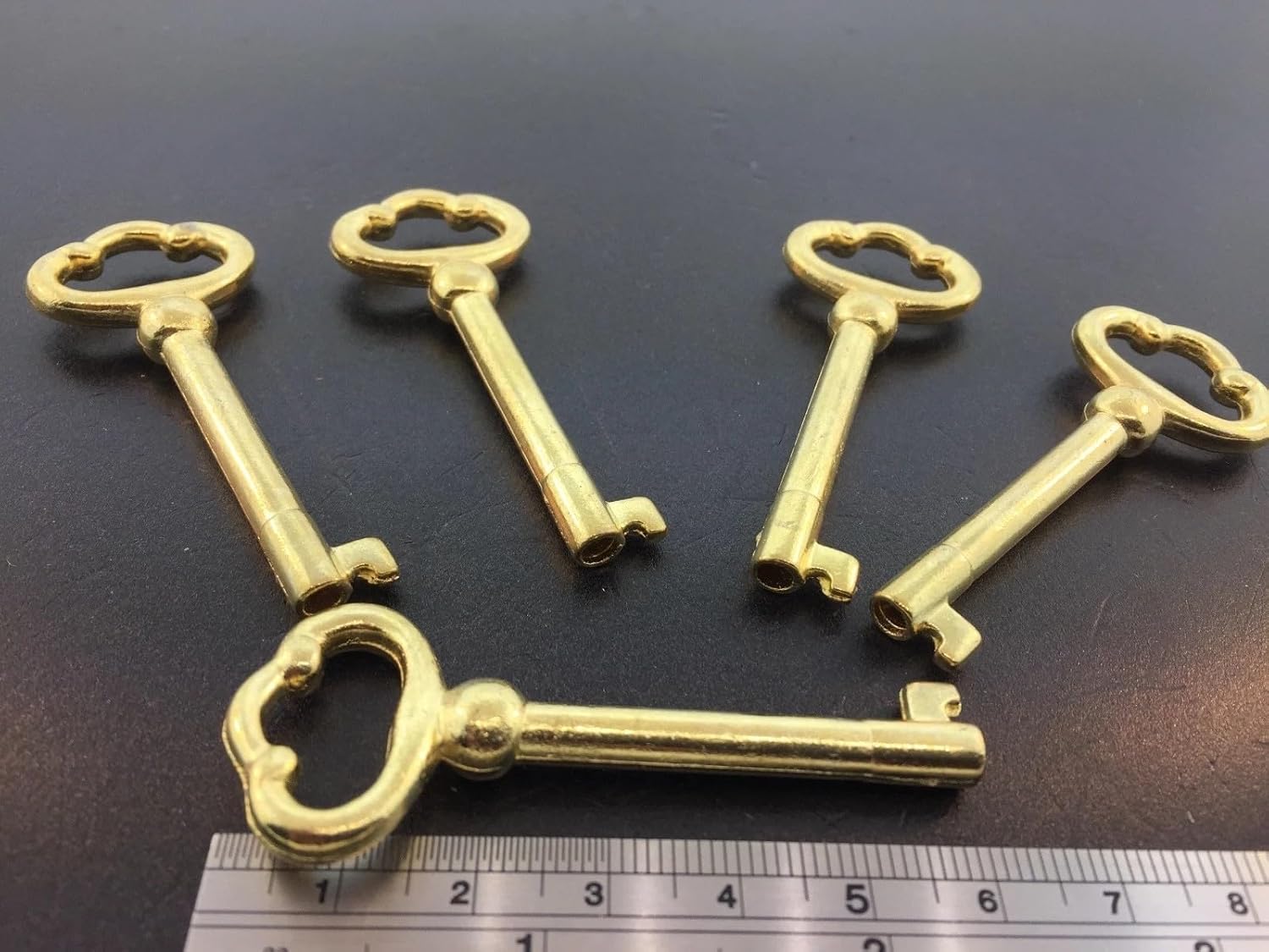 Grandfather Clock Door Key or Curio Cabinet Set of 5 Brass Finish