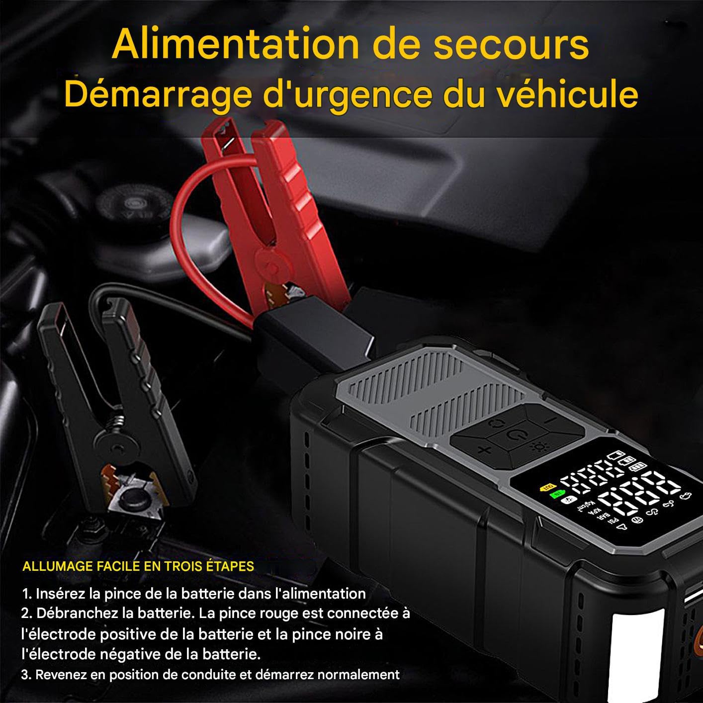 Avviatore Di Emergenza Per Auto Di Illuminazione LED 12V 4000A | Batteria di Avviamento Veicoli con Compressore d'Aria Per Professionisti, Autisti, Guida Quotidiana, Viaggi Lunghi, Strada