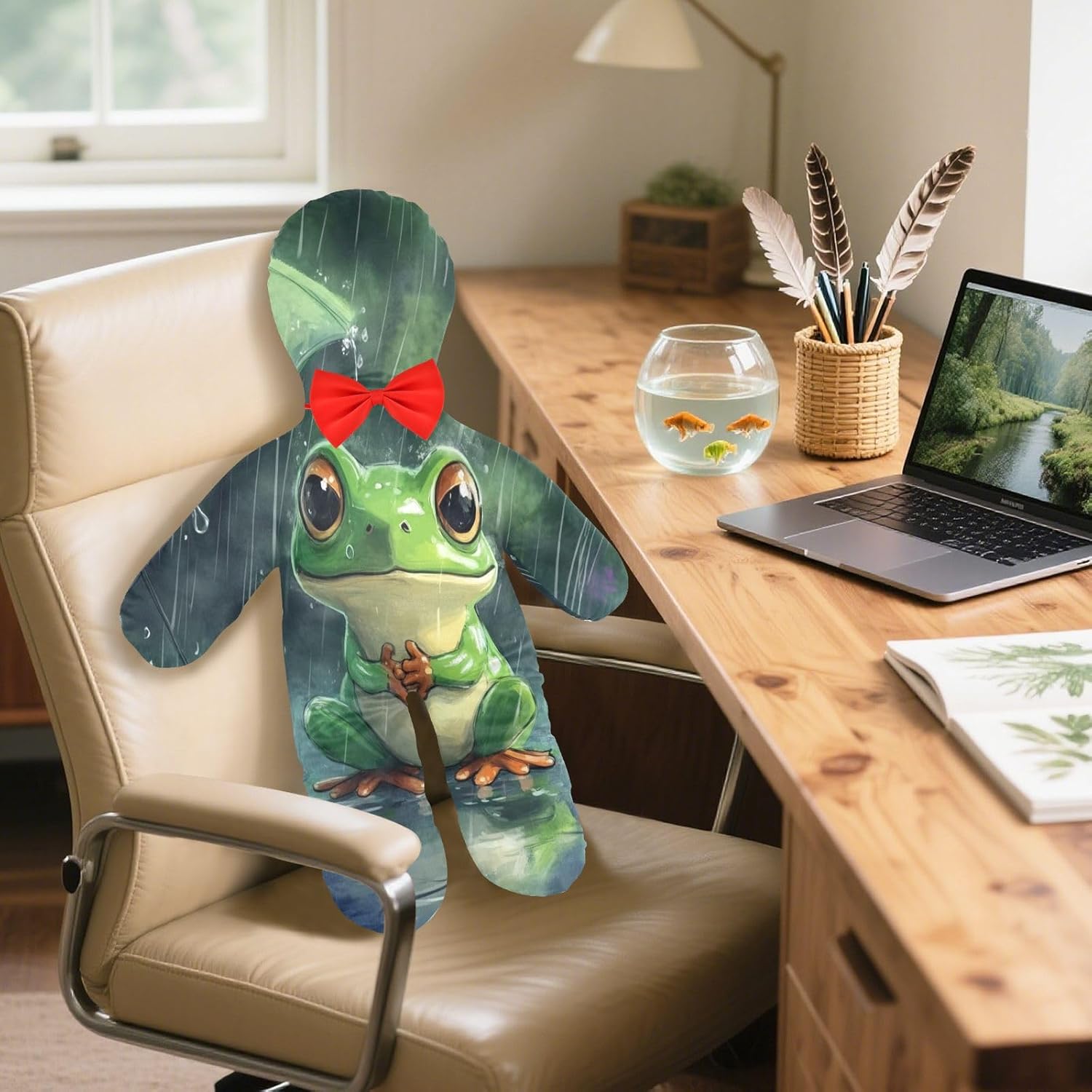 Cute Frog Human-Shaped Pillow Soft Body Pillows Washable Velvet Pillows for Anxiety Relief Sleeping Cuddling & Support