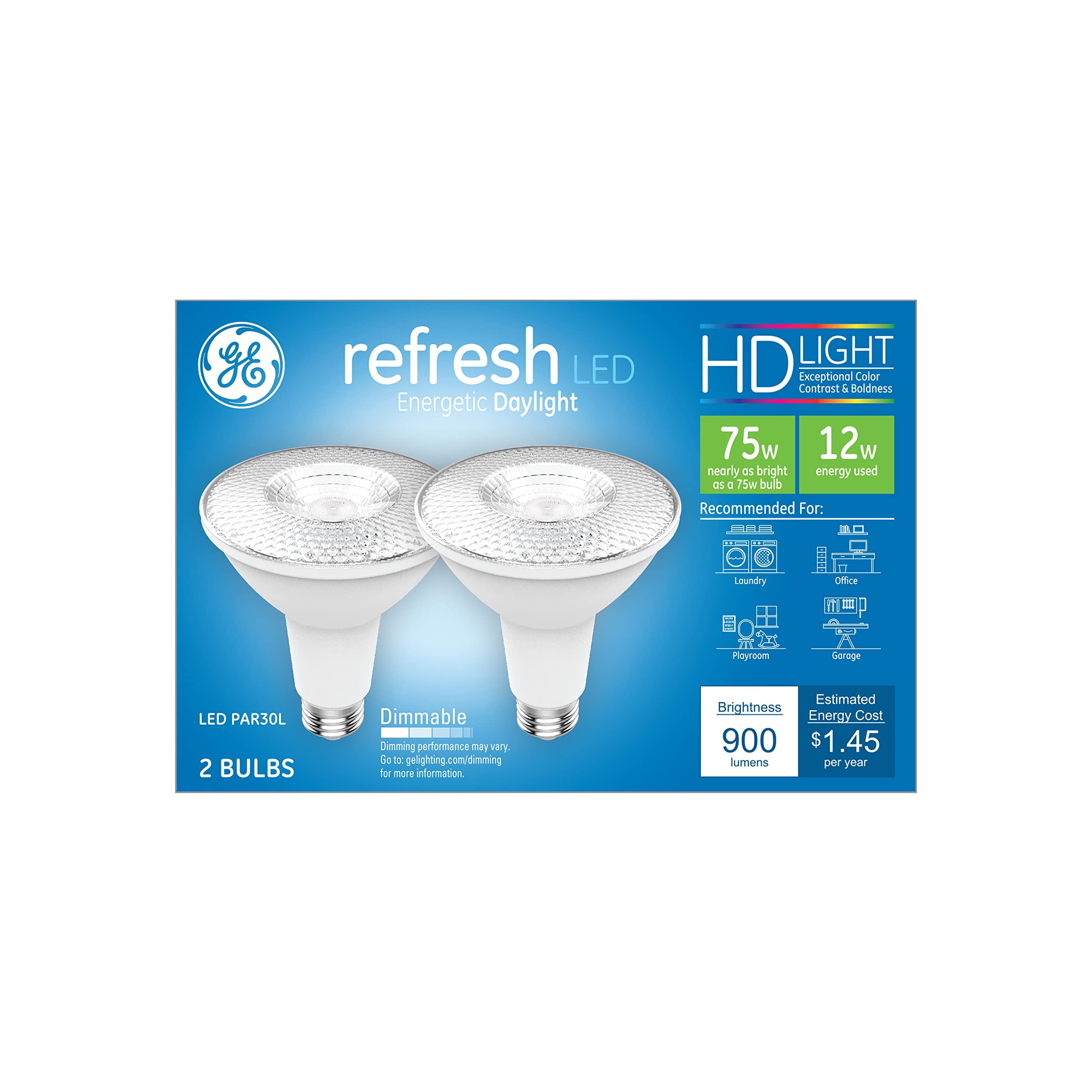 General Electric Refresh HD Daylight 75W PAR30L (2-Pack)