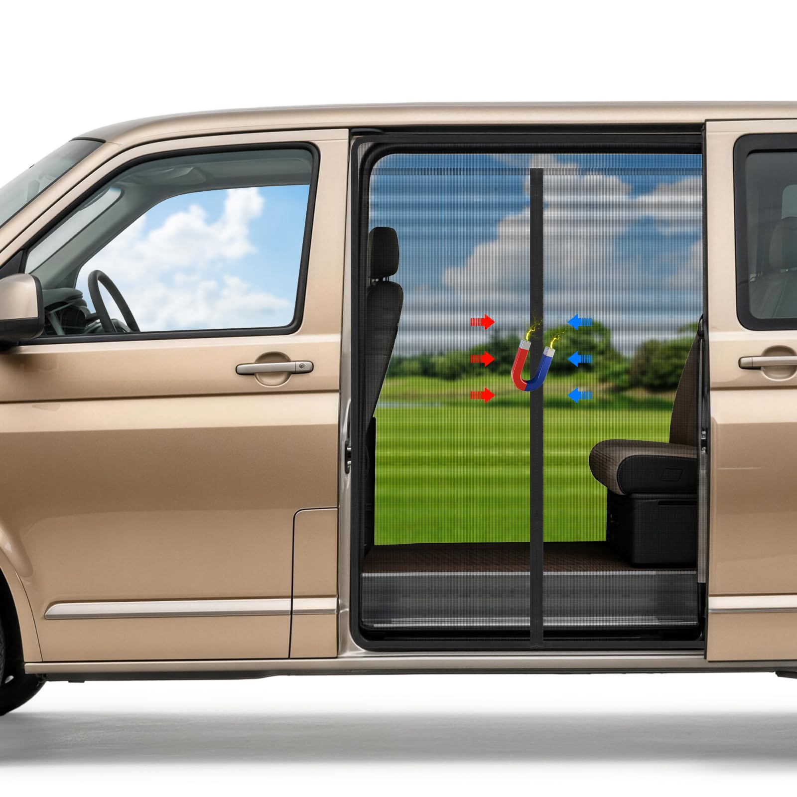 Moustiquaire pour porte latérale de van VW T5 et T6 pour aérer vos nuits de camping sauvage