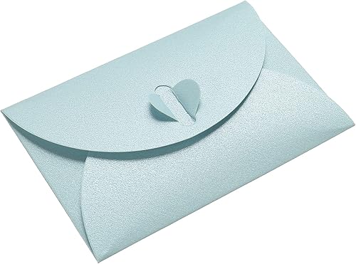 PATIKIL Mini sobres, paquete de 24 cierres de corazón para guardar objetos pequeños, bonito tarjetero para boda, fiesta de felicitación, color azul