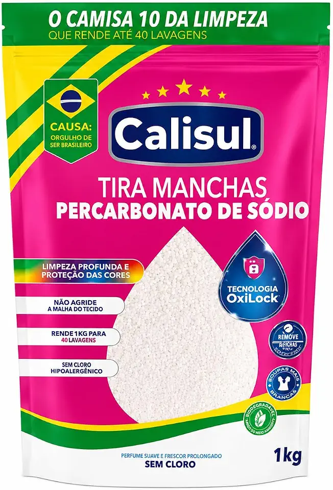 Percarbonato de Sódio Premium 1kg 100% Puro Tira Manchas Poderoso Roupas Brancas Coloridas Limpeza Doméstica Profunda Sem Cloro