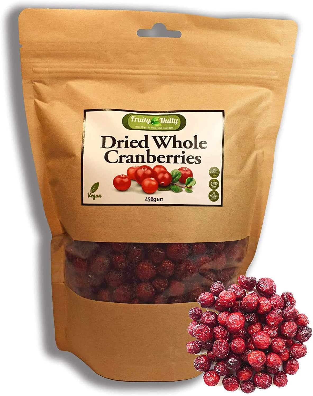 Dried Cranberries Whole - 100% Natural - 450g